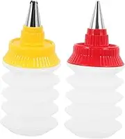 GRADENEVE 2Pcs Reusable Icing Bottles for Cookie Decorating Lightweight Plastic Piping Bottles for Cake Decorating Safe and Easy to Tools Random Color