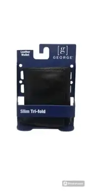 George Slim Tri-Fold Genuine Leather Wallet, Black