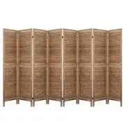 Artiss Room Divider Screen 8 Panel Privacy Wood Dividers Stand Bed Timber Brown