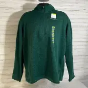 NWT! Eddie Bauer Quarter Zip Fleece Lined Better Sweater Pullover Jacket Green