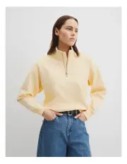 [Country Road] Australian Cotton Logo Half Zip Neck Sweat in Buttermilk