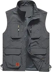 [Flygo] Men's Lightweight Outdoor Travel Work Fishing Vest With Multi-Pockets
