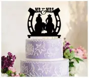 Wedding, Cake topper, Mr. and Mrs., Bride and Groom, Cowboy western themed