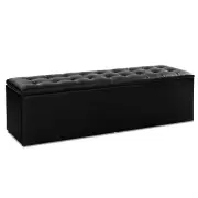 NEW Artiss Storage Ottoman Blanket Box Black Large Leather