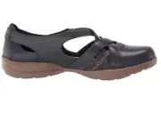 Clarks Collection Roseville Step Mary Jane Flat Leather Shoe Navy Size 7 M