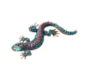 SunnyHouse Unisex Brooch Pin Lizard Colorful Rhinestones Jewelry Vintage Long Lasting Blazer Brooch Clothes Decor-Sky Blue