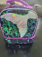 Mermaid Sequins Insulated Lunch Tote Bag Kids With Ice Pack New