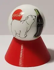Coke Polar Bear 1" Marble with Stand Bear w/Bottle