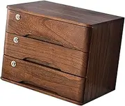Desktop File Cabinet - Solid Wood Storage Box - Desktop Organizer, Desktop Organizers with Lock, Home Office Desk Drawer Cabinet, Wooden A4 Receipt Fi