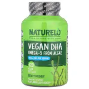NATURELO, Vegan DHA, Omega-3 from Algae, 120 Vegan Softgels (400 mg per Softgel)