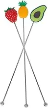 Alipis 3pcs Fruit Theme Stainless Steel Cocktail Stirrer and Reusable Drink Mixing Sticks for Juice Tea and Coffee for Parties and Home Use