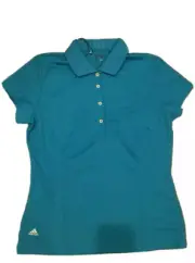 RTLS $60 ADIDAS WOMEN CLIMALITE CONTOUR TURQUOISE SKY BLUE GOLF SHIRT SZ S