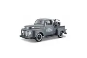 Maisto Licensed 1:24 Scale Harley-Davidson 1948 Ford F1 Pickup & 1942 WLA Flathead Model Car Grey