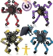 Transformable Fidget Spinner Toys, 5 Pack Funny Sensory Fingertip Spinner, Finger Hand Spinning Toy, Deformable DIY Mechanical Chain Robot Fingertip Gyros, Decompression Gifts for Kids and Adults