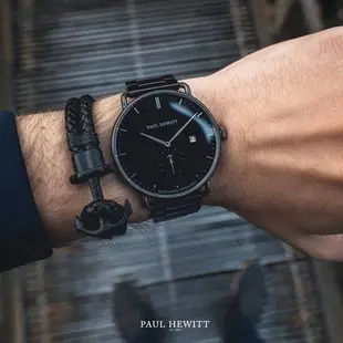 Paul Hewitt | 黑釦皮革手環 黑