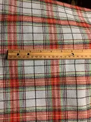 Wool fabric, plaid in blue green black Red 60" x 3 yards +
