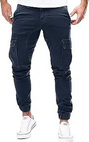 [JEShifangjiusu] Mens Fashion Cargo Pants Workout Athletic Joggers Sports Pants Casual Chino Running Trousers Sweatpants Pocket