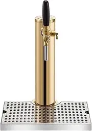 Beer Tower, Kegerator Tower 304 Stainless Steel,Double Faucet Draft Beer Tower, Single Tap Draft Beer Kegerator Tower for Bar Home Brewing,Single Faucet+Drip Tray