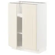 METOD base cabinet with shelves/2 doors, white/Bodbyn off-white, 60x37x80 cm
