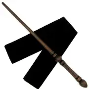 15" Hand Turned Brown Tear Teak Wood Magic Wand Witch Wizard w/ Velvet Bag