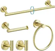 TURS Brushed Gold Bathroom Hardware Set 5 Piece, SUS304 Stainless Steel Bath Towel Bar Set, 24 Inch Bathroom Accessories Kit Wall Mounted
