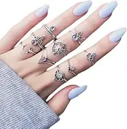 [VPbao] 9pcs Women Retro Ring Set Rhinestone Joint Knuckle Rings Jewellery