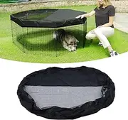 Dog Pen Cover, 210D Silver Coated Oxford Cloth UV Proof Half Mesh Dog Playpen Top Cover, Mesh Top Cover Dog Playpen Cover Fits 8 Panels 24 Inch Width Octagonal Pet Pen