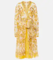 [Dolce & Gabbana] Dolce & Gabbana Majolica silk chiffon midi dress AU 10 yellow