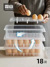 在飛比找樂天市場購物網優惠-霜山家用雞蛋收納盒廚房冰箱保鮮盒大容量透明塑料儲物盒帶蓋