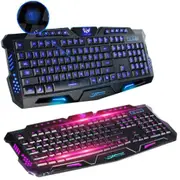 Ergonomic PC Gaming 3 Color LED Backlight Keyboard Wired USB Illuminated Cool