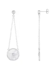 Splendid Pearls Silver 10mmmm Pearl CZ Earrings