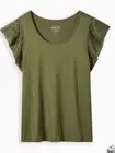 Torrid Olive Super Soft Knit Top Blouse Flutter Lace Sleeve Plus Size 4 4X 26