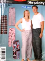 Simplicity Mens Misses Sewing Pattern Pajama Lounge Pants size ALL