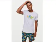 Peter Alexander Men’s Dino Mid Shorts/Matching Tee - Size XS