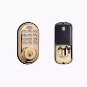 Yale Real Living Electronic Push Button Deadbolt ZWave - Brass