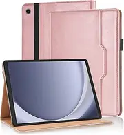 Case for Samsung Galaxy Tab A9+ / A9 Plus 11 Inch 2023 (SM-X210 / SM-X215 / SM-X216 / SM-X218) Premium PU Leather with Hand Strap Tablet Cover, Auto Wake/Sleep Galaxy Tab A9+ Soft Tpu Case (Rose Gold)