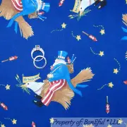 BonEful Fabric FQ Cotton Blue Red White USA S Star Uncle Sam Eagle Air*Force One