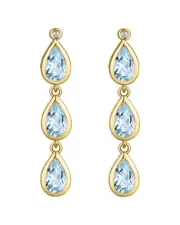 Kai Fine Jewelry 14K 1.23 ct. tw. Diamond & Aquamarine Drop Earrings