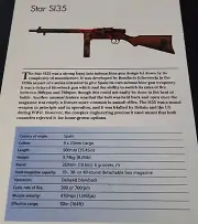 Star Si35 SMG Submachine Gun Picture Out of Print Spec Sheet Display Art