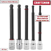 CRAFTSMAN HAND TOOLS 5pc 1/4 3/8 METRIC MM Long Hex Allen bit ratchet socket set