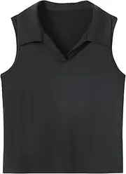 [Hvididan] Girls Sleeveless Polo Shirts Kids V Neck Golf T-Shirts Quick Dry Tennis Tank Tops