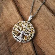 Brazilian Citrine Pendant in Tree of Life Platinum Over Sterling Silver