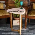 Rose Quartz Crystal Agate Console Side Table Top, Handmade Stone Christmas Sale