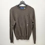 Men's Polo Ralph Lauren Crew Neck Sweater 'Brown' Knit Pullover - Medium
