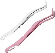 Beaupretty 2Pcs Professional Ergonomic Lash Applicator Convenient Stainless Steel Eyelash Tool with Comb for Easy Application for Makeup Enthusiasts and DIY Lash Extensions