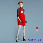 GENNIES奇妮 010系列-可愛蝴蝶結背心洋裝(紅/灰T2447)