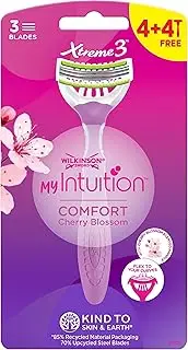 Wilkinson Sword Xtreme 3 Comfort Disposable Razor for Women, 3 Flexible Blades, with Moisturising Coconut Oil, Pack of 4 + 4