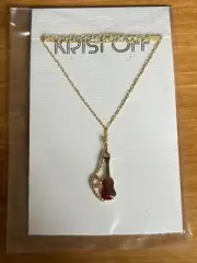 NEW Kristoff Gold Tone Red Guitar Pendant Necklace