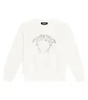 [Versace Kids] Versace Kids Medusa embellished cotton jersey sweatshirt Y 14 white