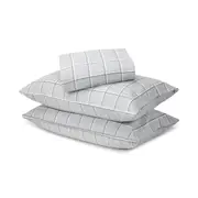 Check Flannelette Cotton Sheet Set - Double Bed, Grey